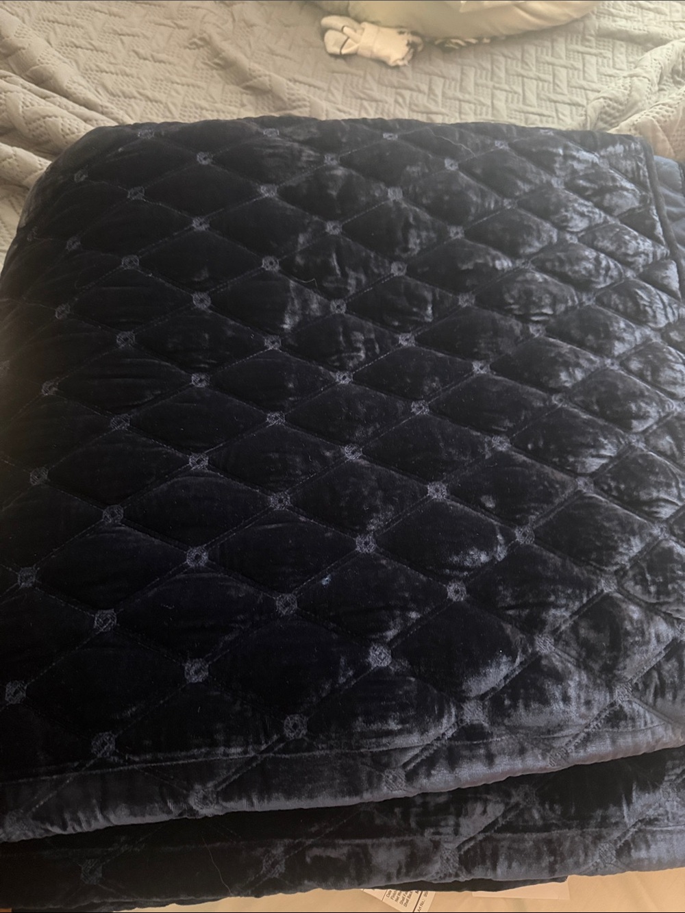 Luxury Velvet Quilted King size Quilt Deep Navy